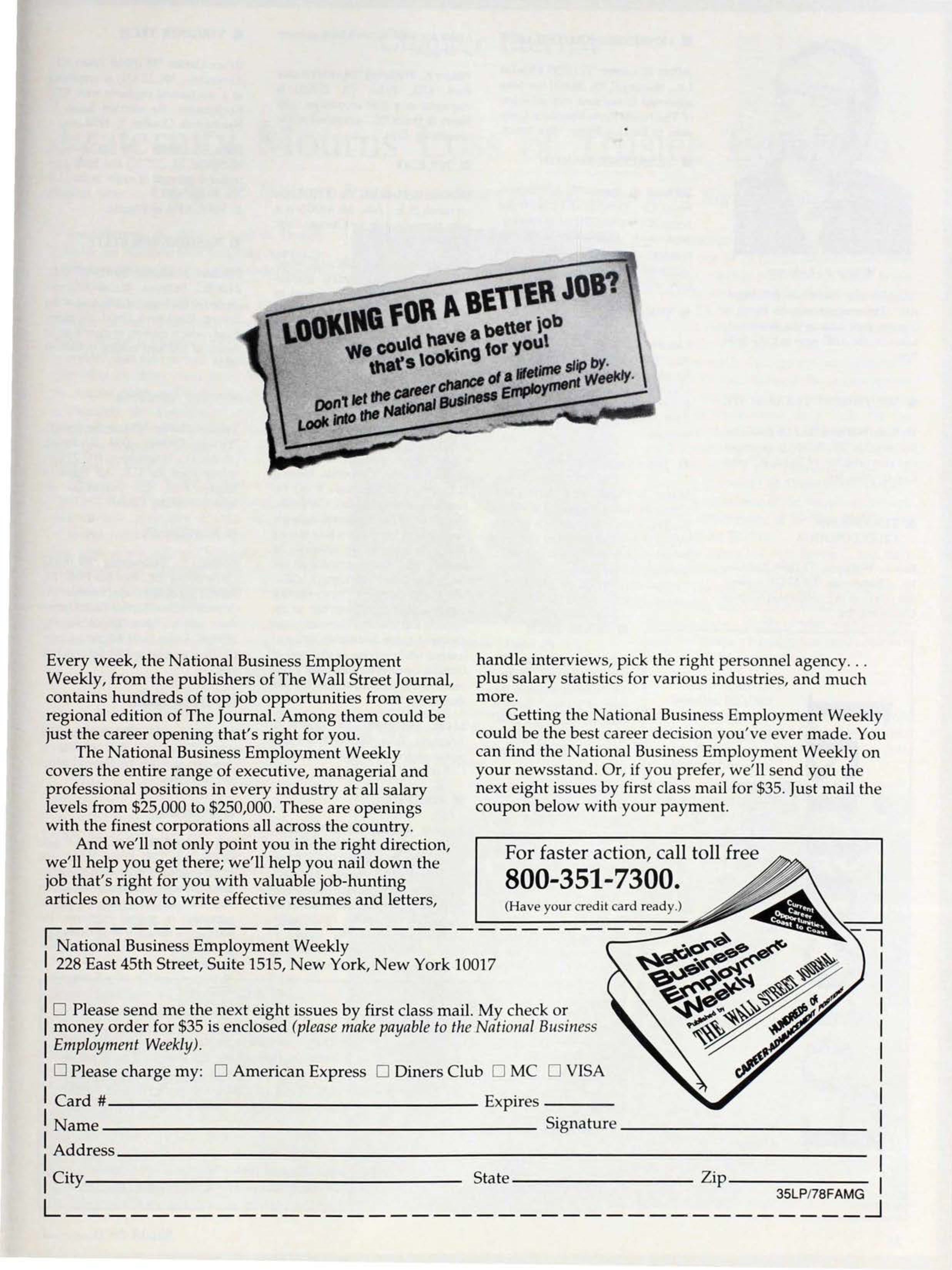 National Business Employment Weekly, March 1989